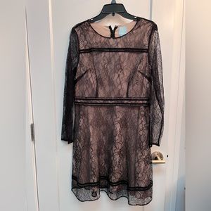CeCe Black & Nude Lace Dress (Size 12) NWT
